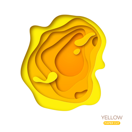 Yellow paper cut shapeのイラスト素材