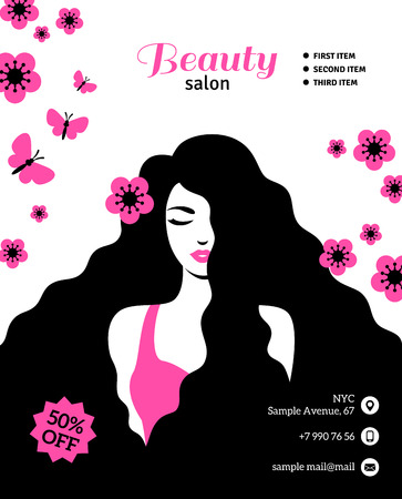Flyer or card template with womanのイラスト素材