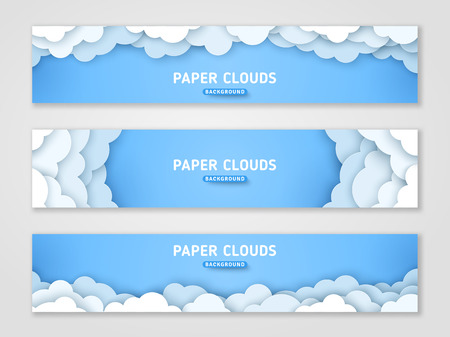 Clouds papercut banner templates setのイラスト素材