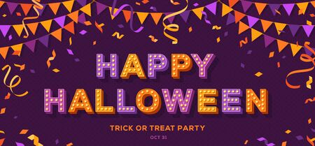 Happy Halloween on violet bannerのイラスト素材