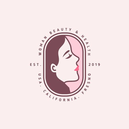 Woman face emblem with textのイラスト素材