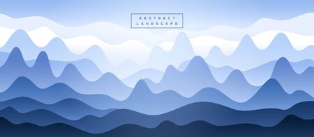 Abstract blue mountains silhouette in the fog.のイラスト素材