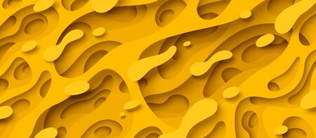 3D abstract background with paper cut shapes. design layout for business presentations, flyers, posters and invitations. Yellow carving artのイラスト素材
