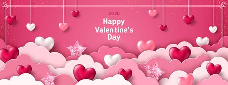 Valentines day card with cloudsのイラスト素材