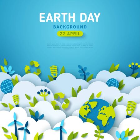 Earth Day paper bannerのイラスト素材