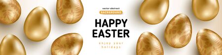 Easter banner with gold eggsのイラスト素材