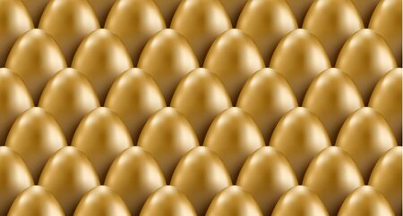 Easter pattern with 3d golden eggsのイラスト素材