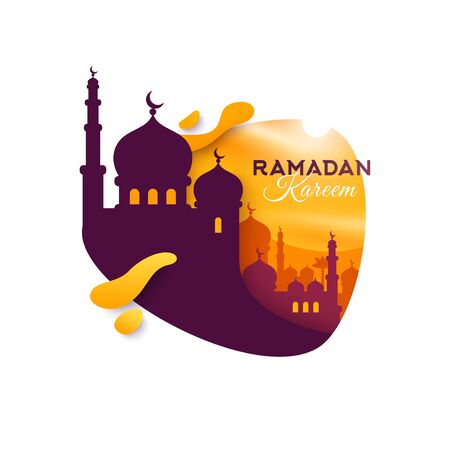 Arabian mosque at sunsetのイラスト素材