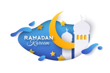 Ramadan concept with mosqueのイラスト素材
