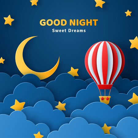 Air balloons at nightのイラスト素材
