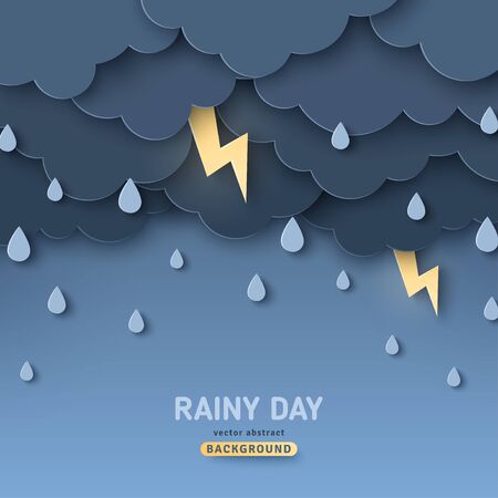 Overcast sky, thunder and lightningのイラスト素材