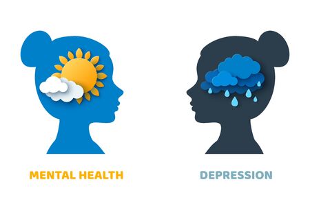 Mental health and depression conceptのイラスト素材