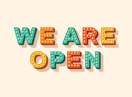 We are open vector letteringのイラスト素材
