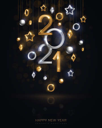 2021 on black backgroundのイラスト素材