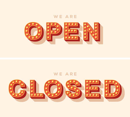 We are open, close lettering