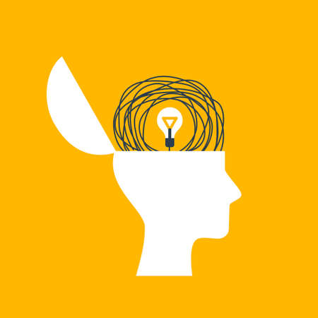 Concept of psychotherapy, brainstorming and mental problem solving. Vector illustration. Brain as...