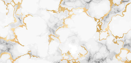White marble texture with golden lines pattern background. Vector illustration.のイラスト素材