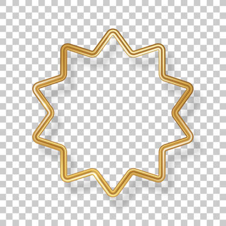 Star luxury 3d gold frame isolated on transparent background. Vector illustration.のイラスト素材