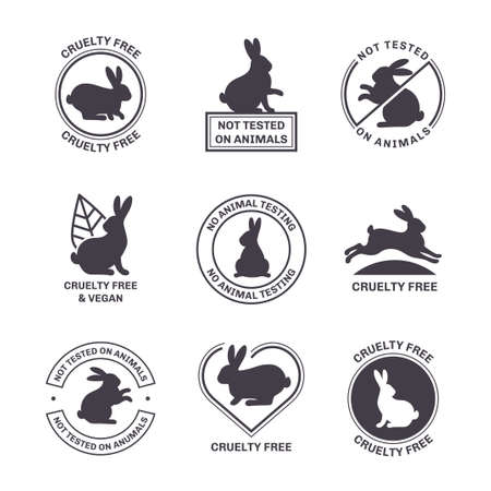 Not tested on animals icons set isolated on white background. Vector illustration.のイラスト素材