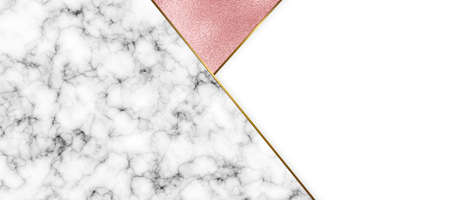 Fashion geometric frame with marble texture pattern and rose gold foil lines. Vector illustration. Marbling surface modern luxurious business backdrop for cosmetics, spa.のイラスト素材