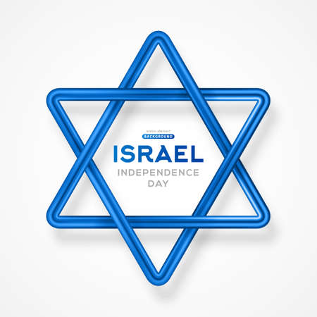 Star of David 3d icon. Jewish symbol modern style. Vector illustration isolated on white. Place for text. Israel anniversary holiday, Independence Dayのイラスト素材