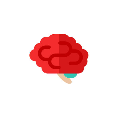 Brain abstract flat icon. Human Internal Organ vector illustration isolated on white background. Medical diagram psychology poster, neurology symbolのイラスト素材