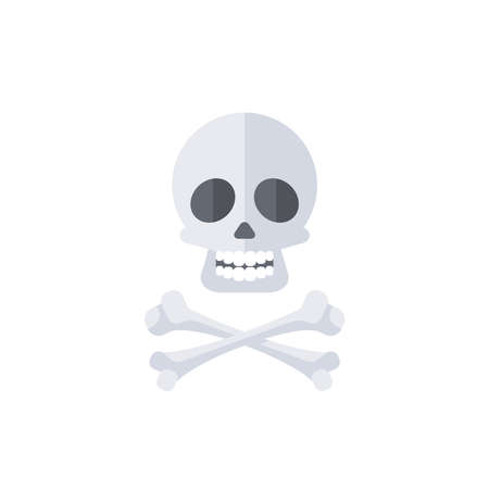 Death skull and Crossbones flat icon. Human Internal Organ vector illustration isolated on white background. Halloween spooky sign, pirate symbolのイラスト素材