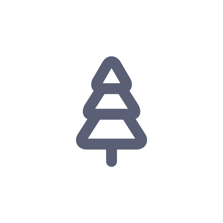 Merry Christmas and New Year flat winter abstract fir tree icon. Vector illustration isolated on white background. Minimal noel invitation designのイラスト素材