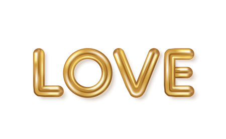 Valentines day concept poster. Vector illustration. Gold text, love font logo isolated on white background. Cute banner, mother day voucher greeting cardのイラスト素材