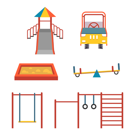 Children's playground. Set. Baby-themed flat stock illustration with isolated elements. Vector. EPS 8のイラスト素材
