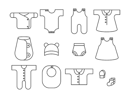 Clothing for babies. Set of iconsのイラスト素材