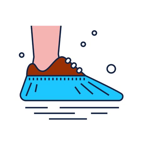 Shoe covers icon. Protective medical covers. Sign isolated on white. Vector illustration in line styleのイラスト素材