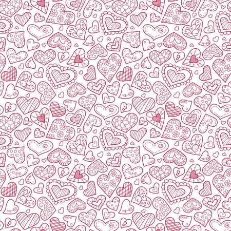 Seamless pattern for valentines day of different heart shapes. Love. February 14. Vector illustrationのイラスト素材