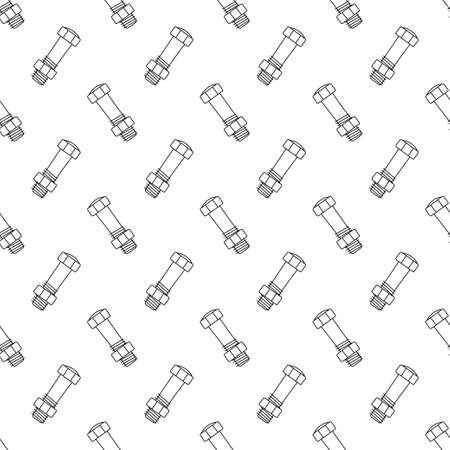 Texture with screws, bolds and nuts in doodle style. Hand drawn  seamless pattern on white backgroundのイラスト素材