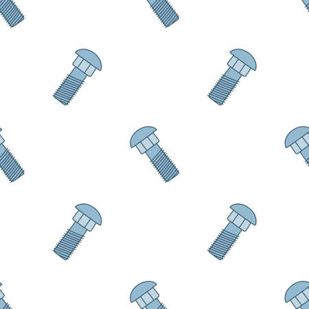 Seamless pattern with doodle screws. Texture with hand drawn bolts. Vector illustration on white backgroundのイラスト素材
