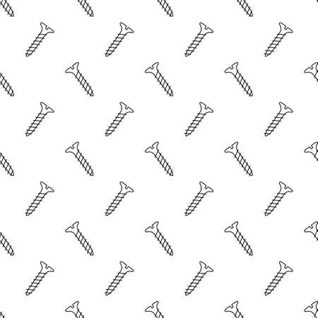 Seamless pattern with hand drawn screws. Texture with bolts in doodle style. Vector illustration on white backgroundのイラスト素材