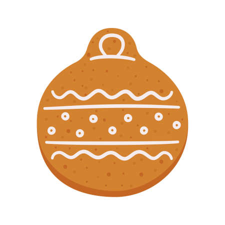 Cute gingerbread cookies in the shape of a Christmas tree ball. Isolated vector objects on white backgroundのイラスト素材