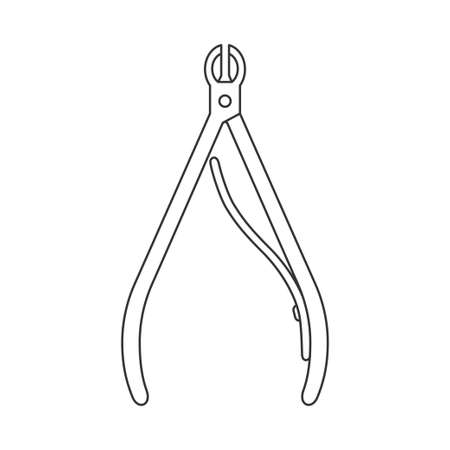 Manicure steel cuticle nipper icon. Pedicure knife trimming tool. Nail cutter. Ingrown plier remover. Isolated vector illustration on white background. Editable strokeのイラスト素材