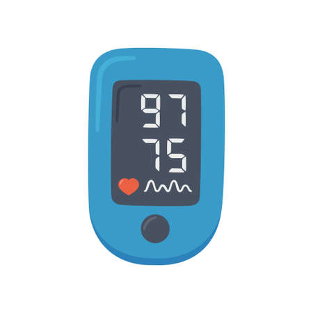 Pulse Oximeter with normal value. Digital device to measure oxygen saturation. Isolated vector...