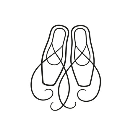 Ballet pointe shoes. Ballerina accessories. Isolated vector illustration in doodle style on white backgroundのイラスト素材