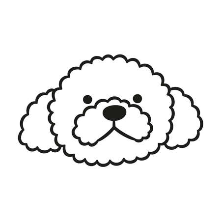 Cute Poodle face. Dog head icon. Hand drawn isolated vector illustration in doodle style on white backgroundのイラスト素材