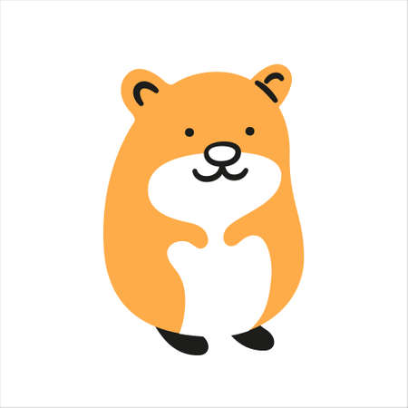 Cute hand drawn hamster. Doodle pet. Hand drawn isolated vector illustration on white backgroundのイラスト素材