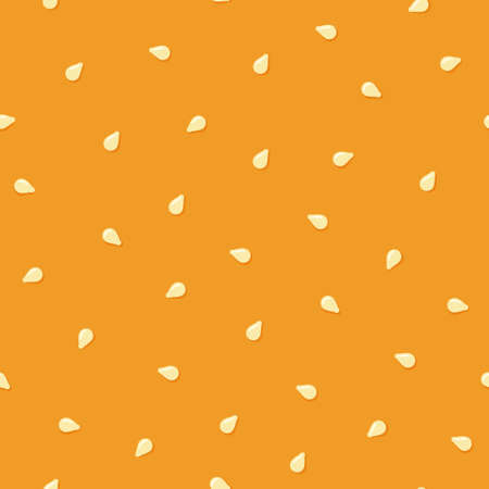 White sesame seeds on a bun. Seamless pattern. Top burger with sesame seeds. Vector illustration on...