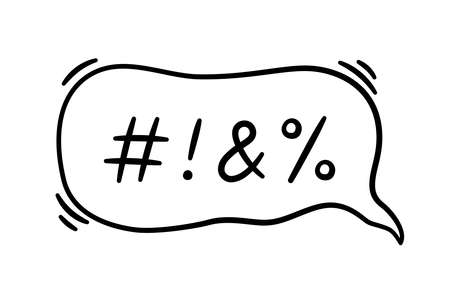 Comic speech bubble with swear word symbols. Hand drawn speech bubble. Vector illustration isolated in doodle style on white background.のイラスト素材