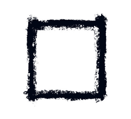 Grunge dirty square frame. Template with brush stroke. Rectangular border with grunge overlay. Vector illustration isolated on white background.のイラスト素材