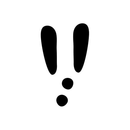 Easter bunny paw. Rabbit or hare footprint. Bunny foot prints on snow. Hare steps track. Vector illustration isolated on white background in flat style.のイラスト素材