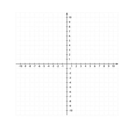 Blank cartesian coordinate system in two dimensions. Rectangular orthogonal coordinate plane with axes X and Y. Math scale system template. Vector illustration isolated on white background.のイラスト素材