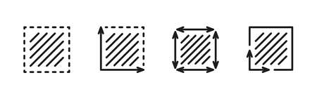 Square area icon. Coordinate axes sign. Coordinate system. Flat math graph icon. Measuring land...
