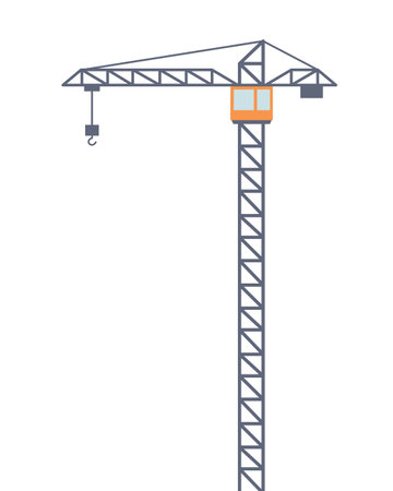 Tall construction crane. Vector illustration isolated in flat style on white background.のイラスト素材