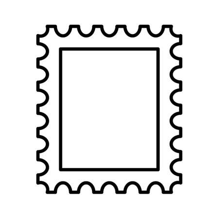 Postage stamp frame icon. Empty border template for postcards and letters. Blank rectangle and square postage stamp with perforated edge. Vector illustration isolated on white background.のイラスト素材